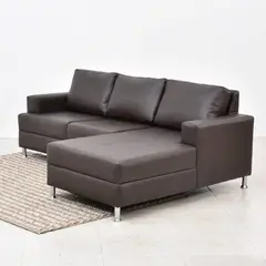 SOFA MARKET - Sofa Esquinero Boris Derecho 5 Puestos Ecocuero Cafe