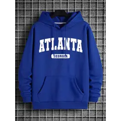URBAN PLUS - Buzo tipo hoodie sudadera estampado azul rey hombre y mujer