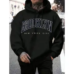 URBAN PLUS - Buzo tipo hoodie sudadera estampado negro hombre y mujer