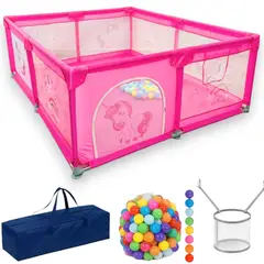 GENERICO - Parque Infantil Corral De Juegos Para Bebes 50 Pelotas Rosado