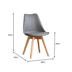 RTA DESIGN - Silla Fyn Gris oscuro Diseño Minimalista Con Espaldar Cojín y Patas De Madera