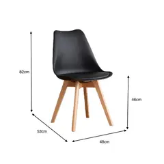 RTA DESIGN - Silla Fyn Negro Diseño Minimalista Con Espaldar Cojín y Patas De Madera