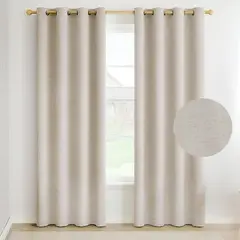 HOMMI - Cortina Blackout 100% Antiluz 2 Paños 280x220 cm Textura Lino Beige