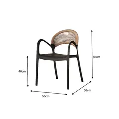 RTA DESIGN - Silla Daytona Negro y Café Claro Con Espaldar Reposa Brazos y Diseño Minimalista