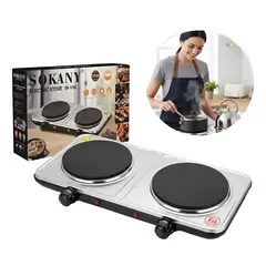 SOKANY - Estufa Electrica 2 Puestos 2000 W 5 Nv De Temperatura