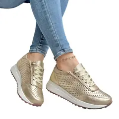 EVEGONZ - Tenis de Mujer Urban Calzado Dorado Cómodo