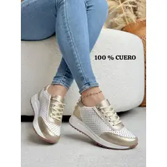 EVEGONZ - Zapato Deportivos de Mujer Comdos Blanco Tenis En cuero