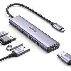 UGREEN - Adaptador Multipuerto 5 En 1 (100w) - HDMI USB-C Aluminio USB 3.0 HD 4K
