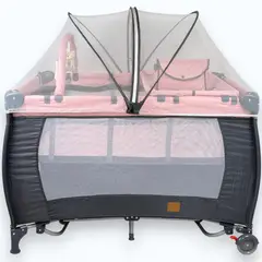 GENERICO - Cuna Corral Para Bebe Toldillo Camping Cambiador Pañalera Niño Y Niña Rosado