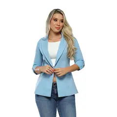SYK - Blazer Para Mujer Manga Tres Cuartos Azul Cielo