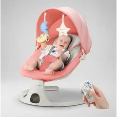 FRAGOLA KIDS - Silla Mecedora Eléctrica Bebé Movimiento Control Bluetooth Rosa