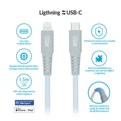 I2GO - Cable USB-C a Lightning MFI 15m Blanco