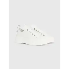 TOMMY HILFIGER - Tenis blanco de cuero con plataforma