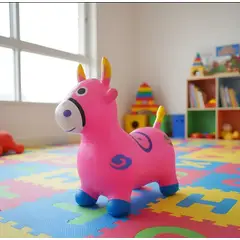 INFANTILES CAJUROMIX - Saltarín Inflable Montable Multicolor Para Niños Burrito Rosa