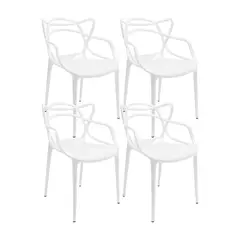 BOXBIT - Set de 4 Sillas Exterior Sidney Con Brazos - Blanco