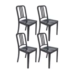 BOXBIT - Set de 4 Sillas Exterior Munich Sin Brazos - Grafito
