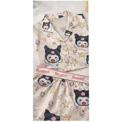 007PLUS - Pijama de Satín 3 Piezas con Diseños Animados