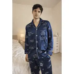 007PLUS - Pijama de Satín 2 Piezas con estampado