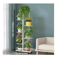 OEM - Soporte De Metal Para Plantas De 7 Niveles Y 8 Macetas Negro Lisa