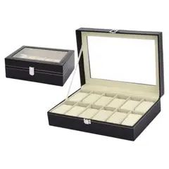 GENERICO - Organizador Estuche En Cuero Para 12 Relojes