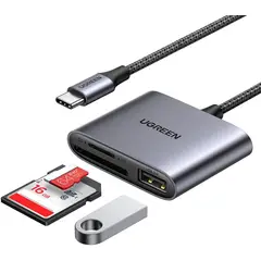 UGREEN - Lector De Tarjetas USB Tipo C Adaptador 3 en 1 USB-C 3.0 SD / MicroSD / TF / USB 2.0