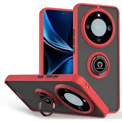 GENERICO - Funda Estuche Mate Con Anillo Compatible Con Honor Magic 8 Lite Rojo