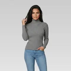 SYK - Buzo Cuello Tortuga Para Mujer Gris