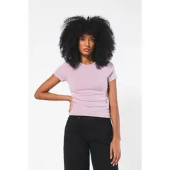 KOAJ - Camiseta unicolor ajustada manga corta en rib Mujer