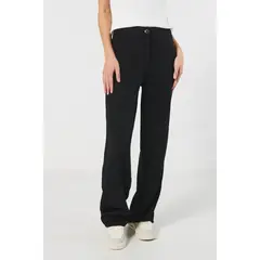 KOAJ - Pantalón negro palazzo con bota recta y tiro alto Mujer