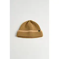 KOAJ - Gorro tejido café claro con borde en contraste Hombre