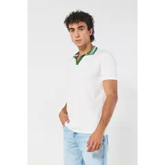 KOAJ - Camiseta polo crema clara con cuello en contraste Hombre
