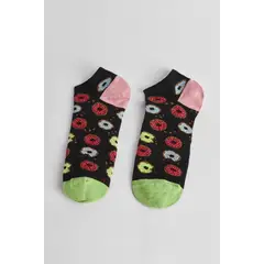 KOAJ - Medias tobilleras negras con diseños de donuts y contr Hombre