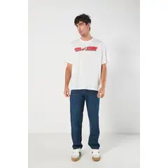 KOAJ - Camiseta de Tom y Jerry navideña crema oversize manga Hombre