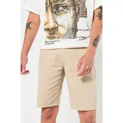 KOAJ - Bermuda en jean kaki clara tiro bajo con bolsillos Hombre