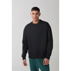 KOAJ - Buzo perchado negro con cuello redondo oversize Hombre