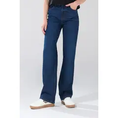 KOAJ - Jean bota recta 90´S azul oscuro con cremallera y tiro Mujer