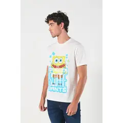 KOAJ - Camiseta manga corta crema clara de Bob Esponja Hombre