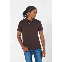 KOAJ - Camiseta unicolor polo con manga corta y botones Hombre
