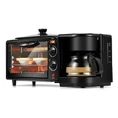 GENERICO - Horno Eléctrico Tostador Sokany Cafetera Parrilla 3 En 1 Col Color Negro