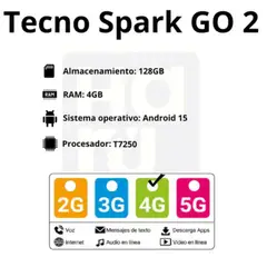 TECNO MOBILE - Celular TECNO Spark GO2 4GB 128GB Negro