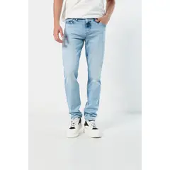 KOAJ - Jean azul claro slim tiro bajo con desgastes y ajuste Hombre