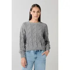 KOAJ - Suéter tejido unicolor con cuello redondo y texturas Mujer