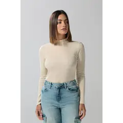 KOAJ - Camiseta manga larga kaki con cuello alto Mujer