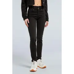 KOAJ - Jean tiro alto negro push up con pretina ancha y doble Mujer