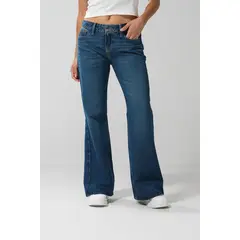 KOAJ - Jean flare tiro medio azul oscuro con bota ancha Mujer