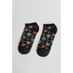 KOAJ - Medias negras tobilleras con contrastes y artes de animal HOMBRE