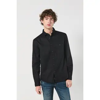 KOAJ - Camisa negra manga larga con diseños de mini print Hombre