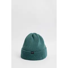 KOAJ - Gorro tejido verde oscuro con doblez sencillo Hombre