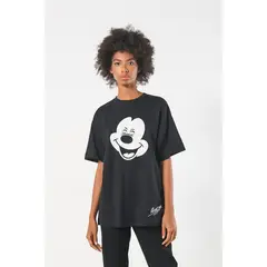 KOAJ - Camiseta manga corta oversize negra con diseño de Mick Mujer