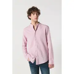 KOAJ - Camisa cuello nerú unicolor con botones y manga larga Hombre